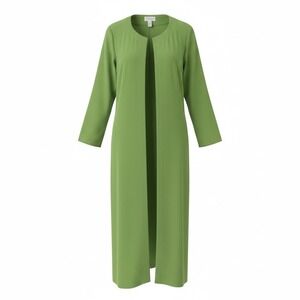 Tally Taylor Duster Jacket Womens 8 Green Cactus Open Front Longline 5039#